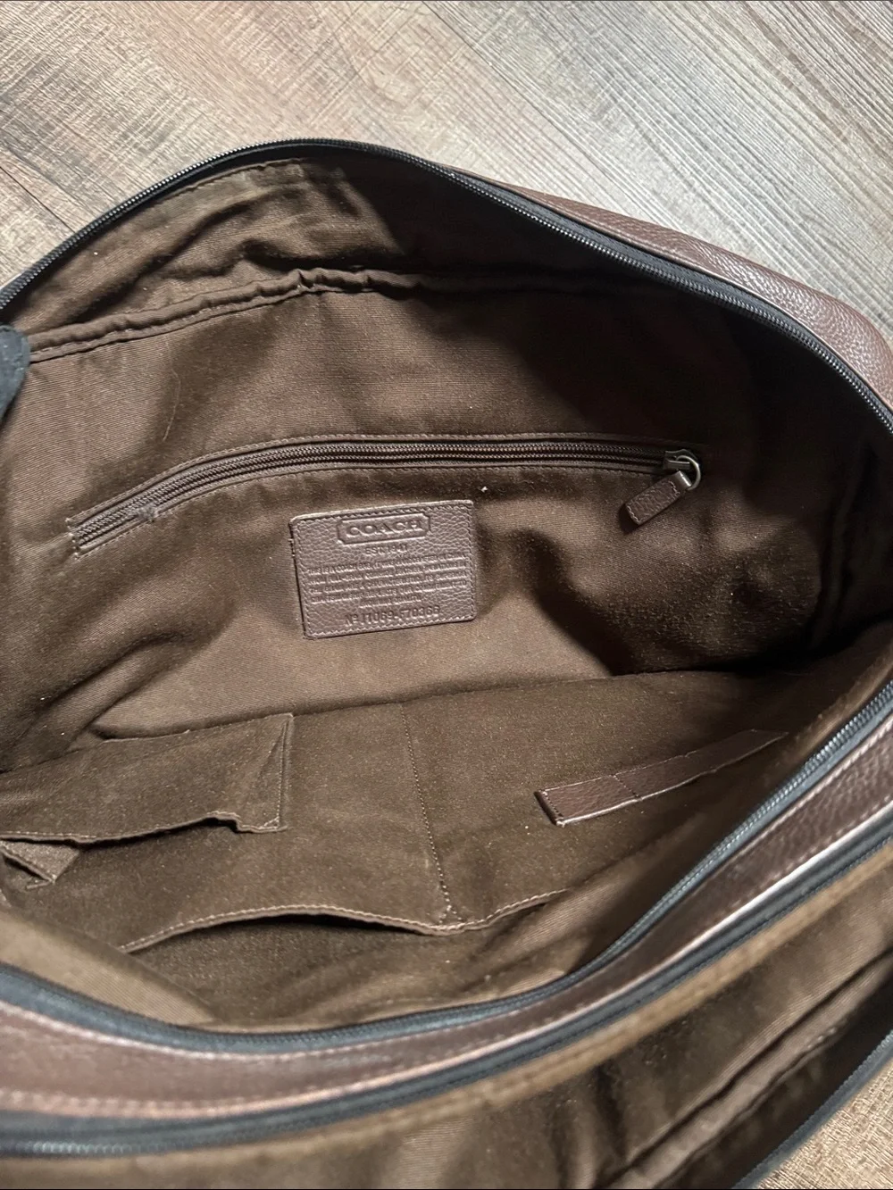 Vintage Coach Brown Pebbled Leather Laptop Brief with Black Strap